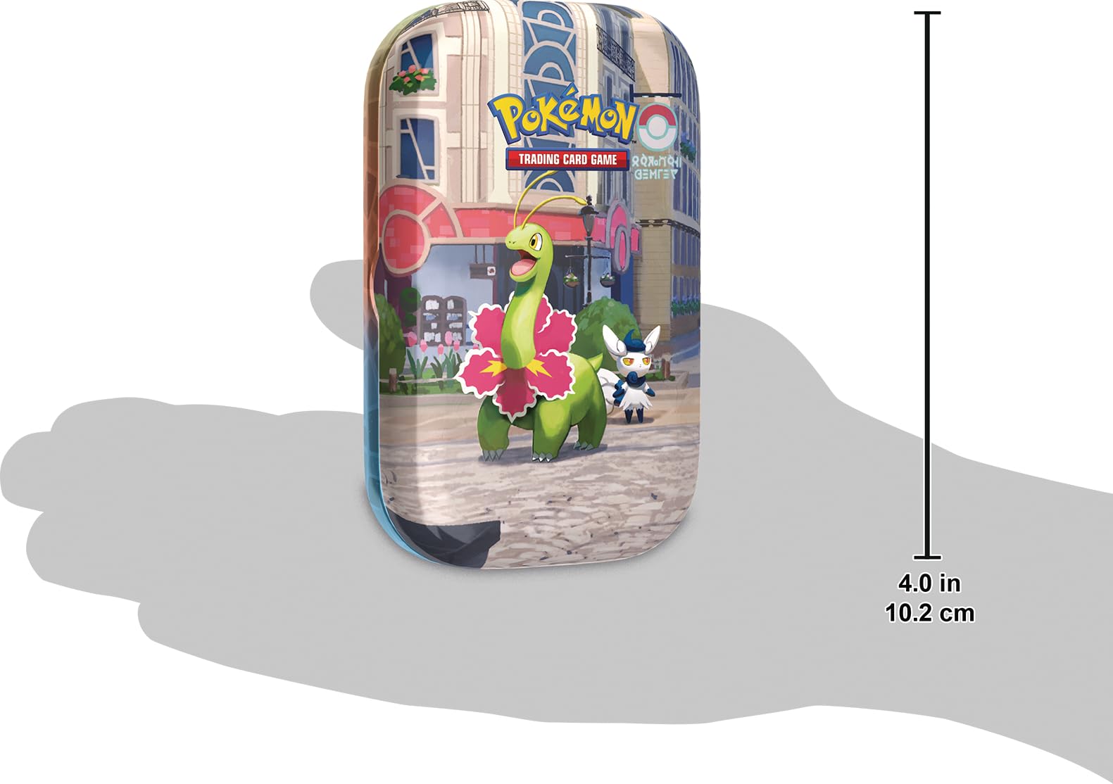 Pokémon: Minilata Ciudad Luminalia: Meganium y Meowstic de JCC Pokémon (2 Sobres de Mejora, 1 Tarjeta ilustrada y 1 Pegatina)