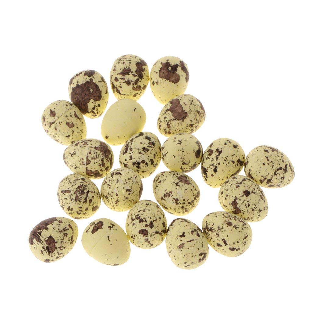 Inzopo 20 Pieces 1.2'' Artificial Nest Spotted Speckled Hatching Egg Crafts -Yellow