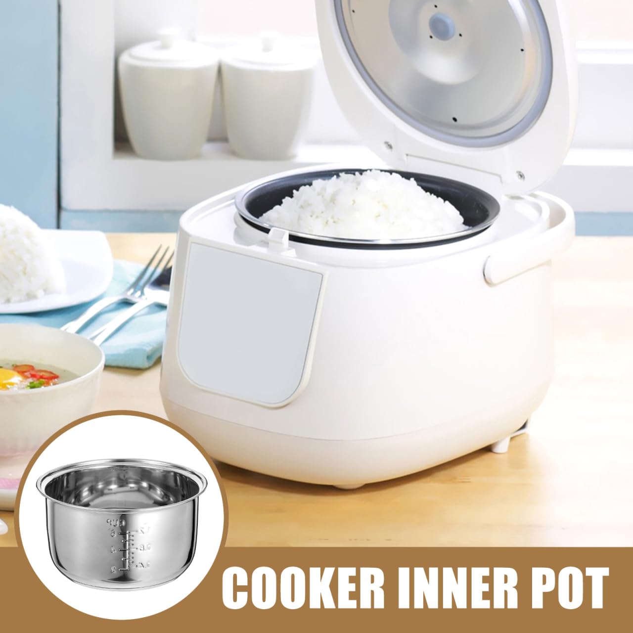 Alipis Pot Intérieur en Acier Inoxydable Antiadhésif pour Cuiseur À Riz 3L Compatibilité Universelle Accessoire Remplacement pour Cuiseurs Électriques Cuisine Maison