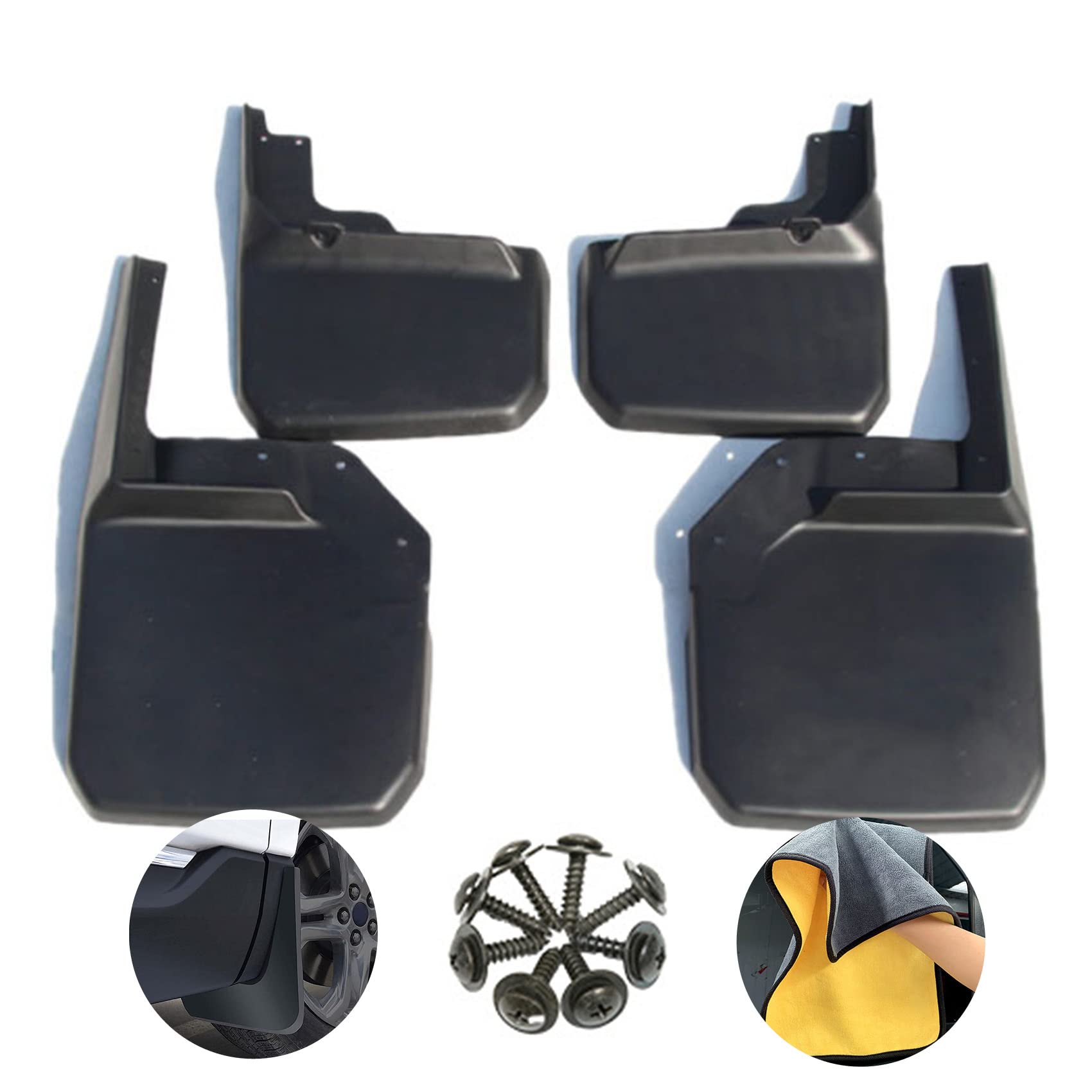 4 Pezzi Auto Paraspruzzi Set Compatibile per J-eep Wrangler 2004-2017 Anteriori Posteriori Parafanghi Kit Parafango Auto Accessorio Protettivo Decorativo con Viti di Montaggio