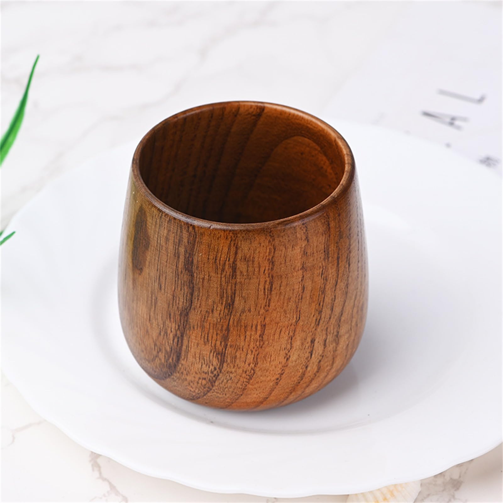 Drewniany kubek na wodę, 130 ml, 7 cm, naturalny słojów drewna, kubek do herbaty, kawy, piwa, zimnych napojów, wielokrotnego użytku, gładkie wykończenie