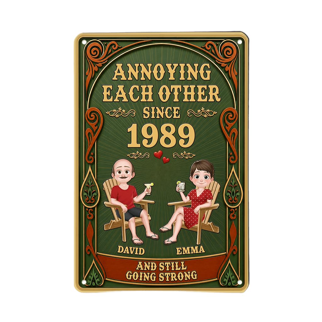 Personal Chic Personalised Metal Sign - Annoying Each Other Since And Still Going Strong Couple - Annoying Each Other Since Plaque, Couple Gifts, Marriage Anniversary, Home Signs Wall Decor (Model #7)