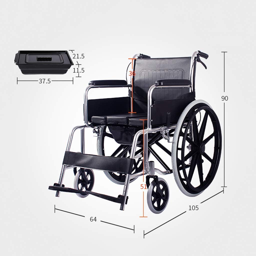 Sedia a rotelle,Scooter multifunzionale per anziani pieghevole ultraportatile con ausili per la deambulazione del carrello della toilette