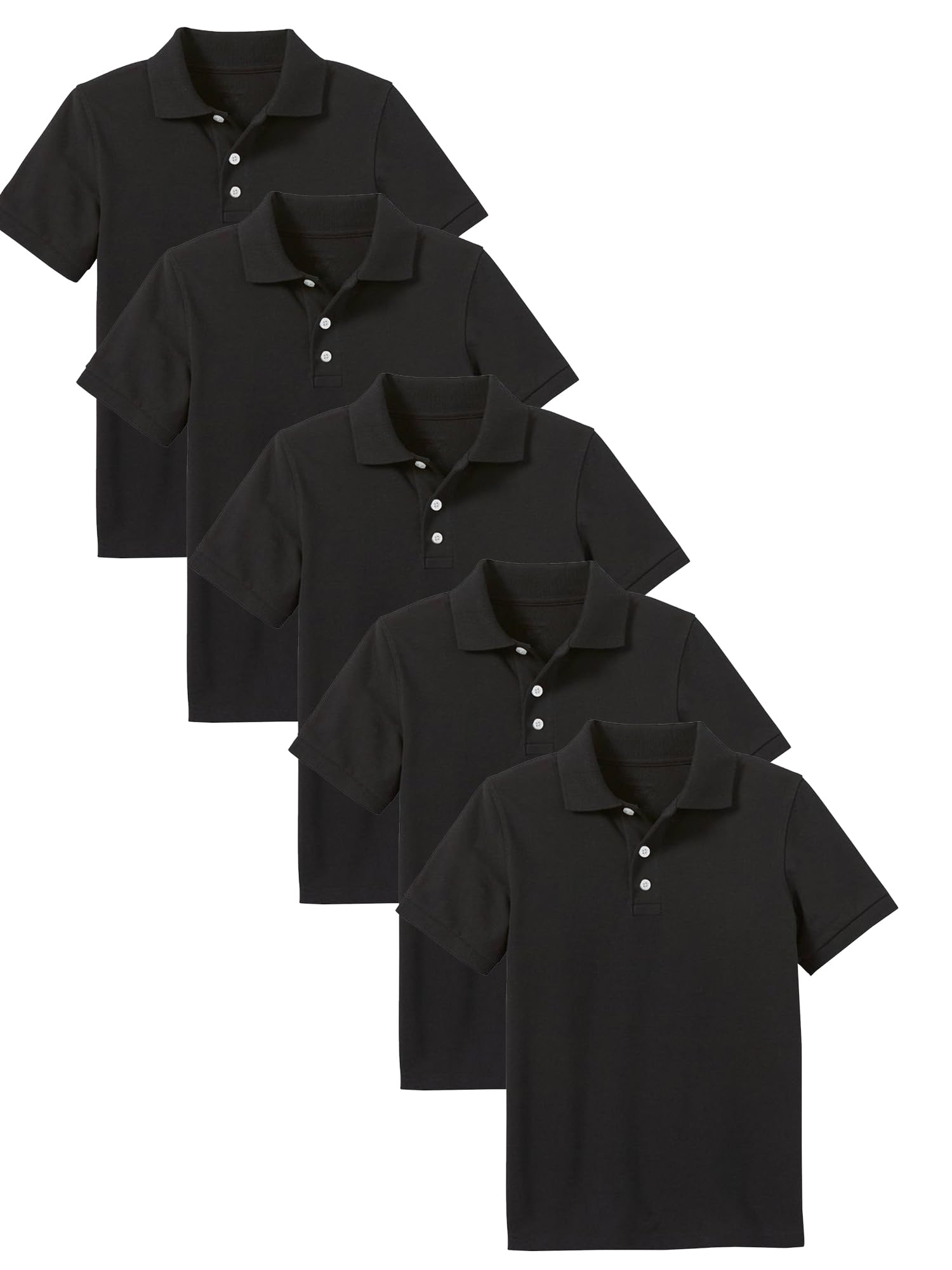Galaxy by Harvic Polo Shirt for Boys - 5 Pack School Uniform for Boys, Tagless Cotton Blend - Soft Comfortable Everyday Wear