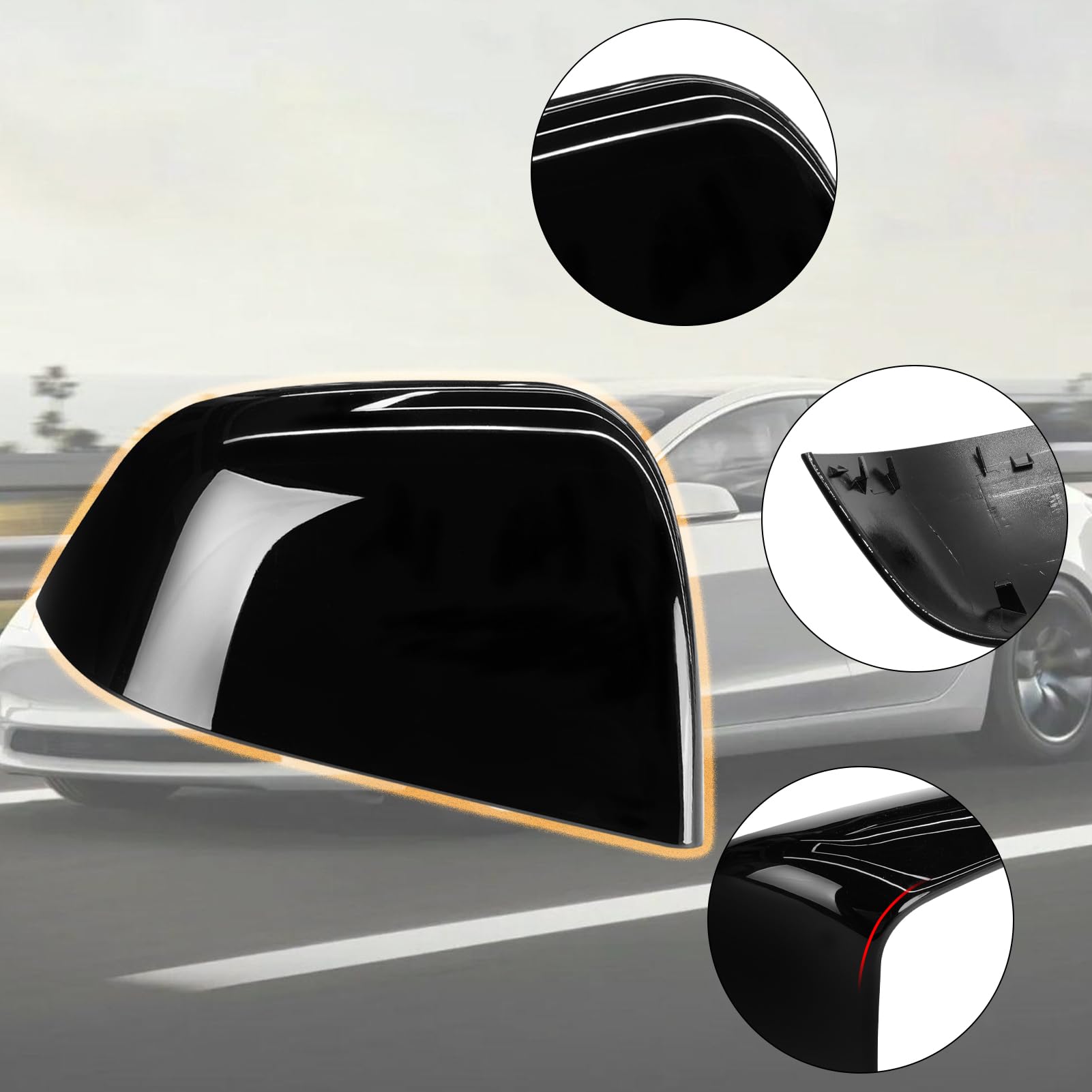 TTCR-II Copertura Specchietti Compatibile con Tesla Model Y Calotte Specchietti Lato Passeggero 2020 2021 2022 2023 2024 Tappi Specchietti per Model Y Accessori （Nero-Destra）