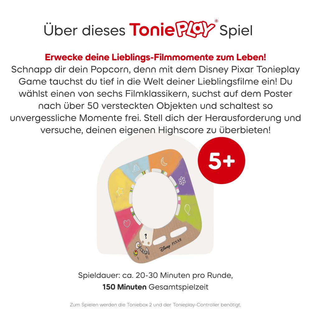 tonies Tonieplay dla Toniebox, Disney Pixar: wyszukiwanie scen – magiczne momenty filmowe (Tonieplay Game M), interaktywna gra wyszukiwania dla dzieci od 5 lat, czas odtwarzania ok. 150 minut