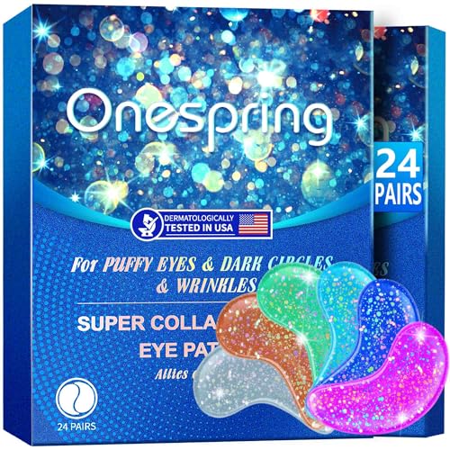 Image of Onespring Eye Gel Pads (24 Pairs) - Under Eye Patches for Puffy Eyes, Wrinkles, Dark Circles, Natural Collagen Eye Gels, Under Eye Mask Patches for Face to Soothe Puffiness, Eye Bags