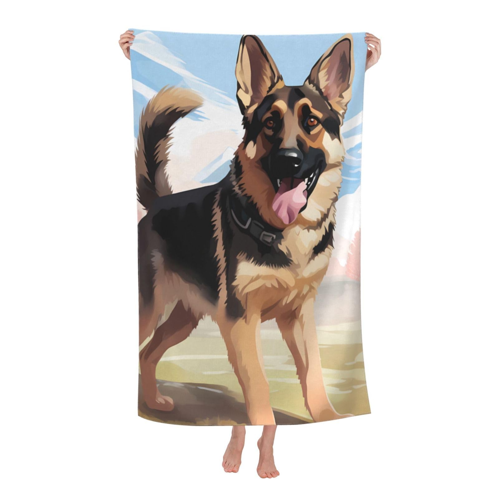HLBSDM German Shepherd Dog Lovers Beach Towel 52 x 32 in Vacation Essentials Quick Dry Sand Free Pool Swim Towel Super Absorbent Bath Towels Oversized Gym Towels Travel Blanket Gift