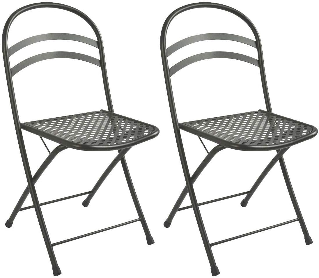 RD ITALIA Juego de 2 sillas plegables de jardín, 42 x 52 x 81 cm, de acero Flipper antracita