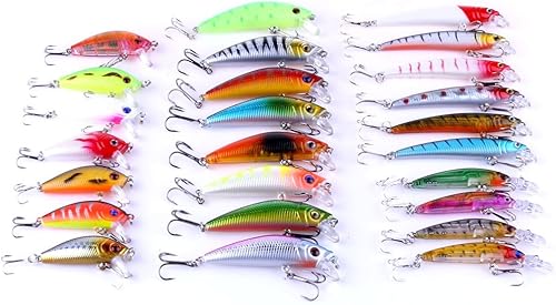 Miniatura 4 de 26pcs Señuelos de Pesca Bass Crankbait Kit Agua Salada/Agua Dulce Pesca Topwater Popper Poper Señuelo Pesca