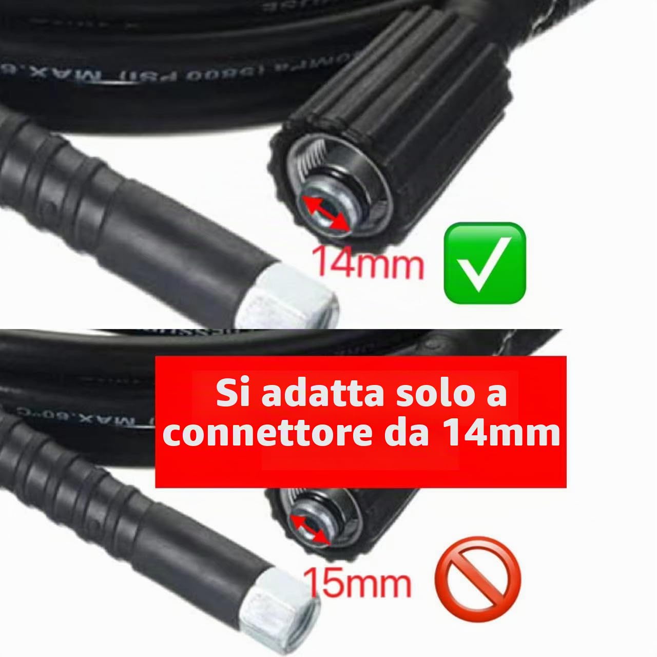YUET Tubo Flessibile per idropulitrici 10M, Tubo per Idropulitrice, M14 x M22 (14 mm), per il Lavaggio dell'auto e la Pulizia del Giardino