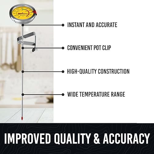 Miniatura 2 de Termómetro de caramelo con clip para olla, termómetro de aceite para freír y hacer velas, color amarillo Clásico - Amarillo,Clásico (paquete de