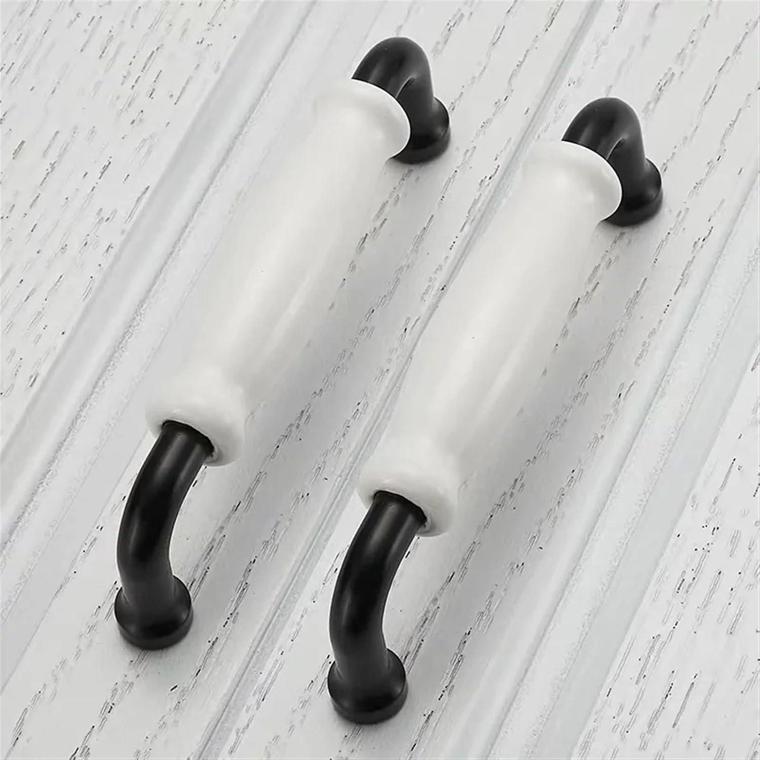 Ceramics Kitchen Handles Zinc Alloy Rural Table Wardrobe Drawer Pulls Dresser Knobs Furniture Hardware 2Pcs(Black-96)