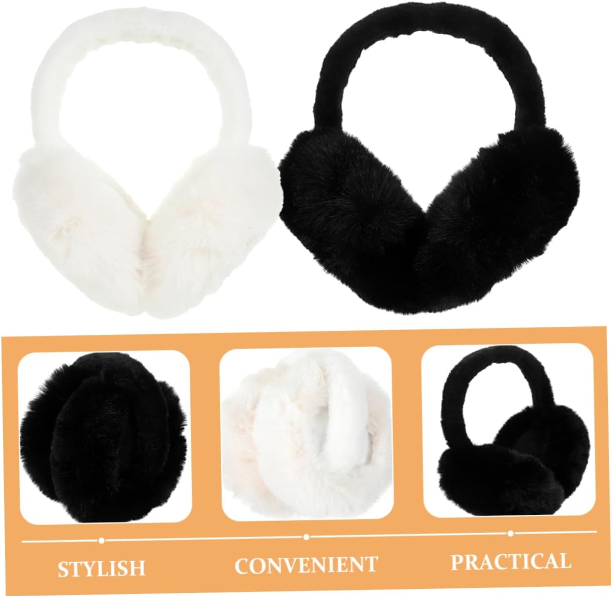 2pcs Foldable Furry Earmuffs for Women Warm Ear Covers for Cold Weather Stylish Ear Warmers for Outdoor Use Comfortable Fit for Head
