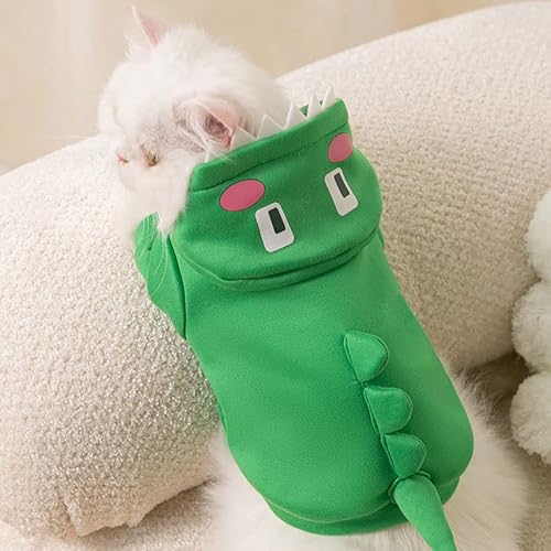 Pet Funny Hoodie Ugly Christmas Sweater Cold Weather Warm Coat For Puppy Small Dog Halloween Party Costume Cute Hoodie (Medium, Green Dinosaur) #TOP1