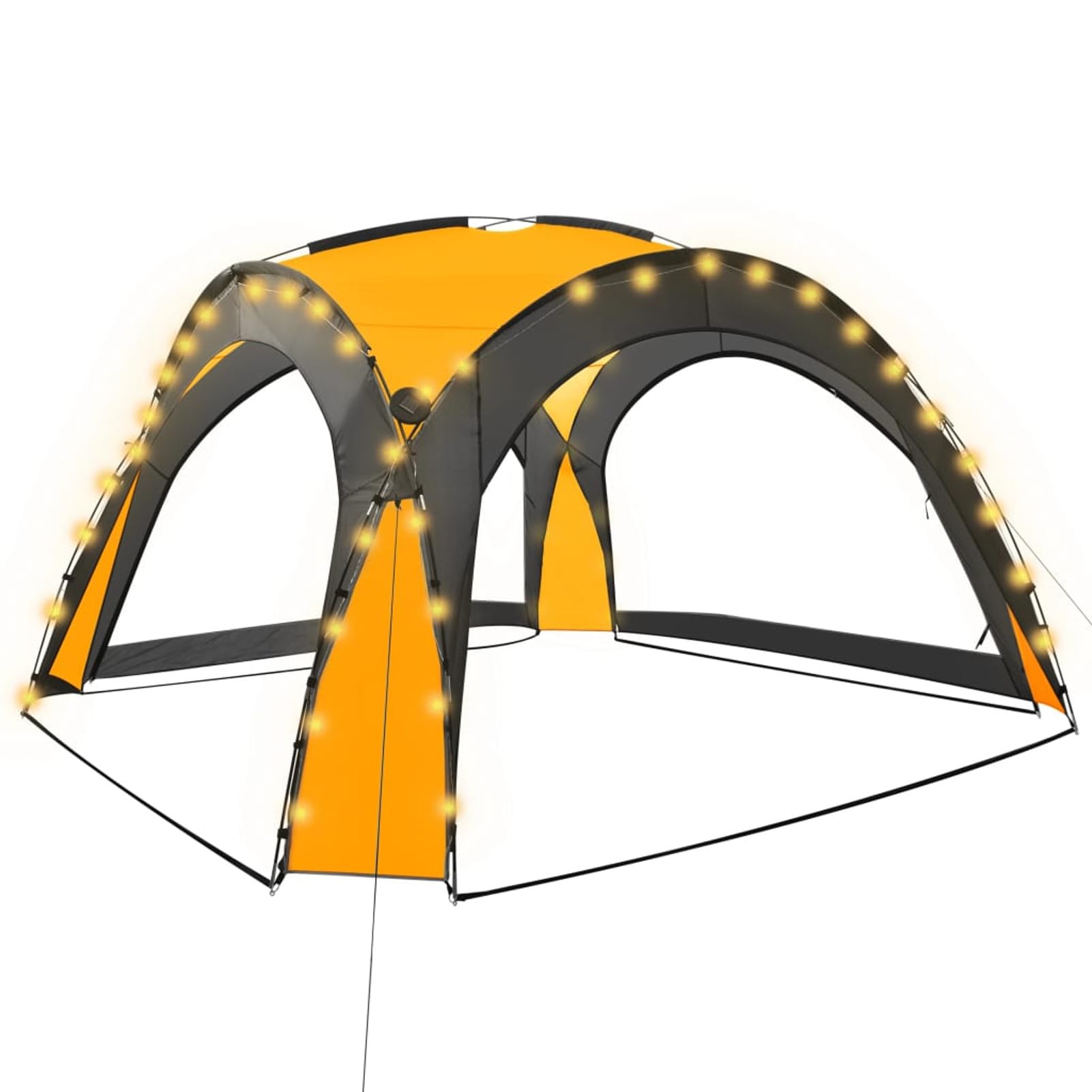 LAPOOH Partyzelt mitund 4 Seitenwänden, Party Deko, Festzelt, Pavillon, Garden Decoration, Canopy Tent, Lagerzelt, Gartenpavillon, 3,6 x 3,6 x 2,3 m Gelb