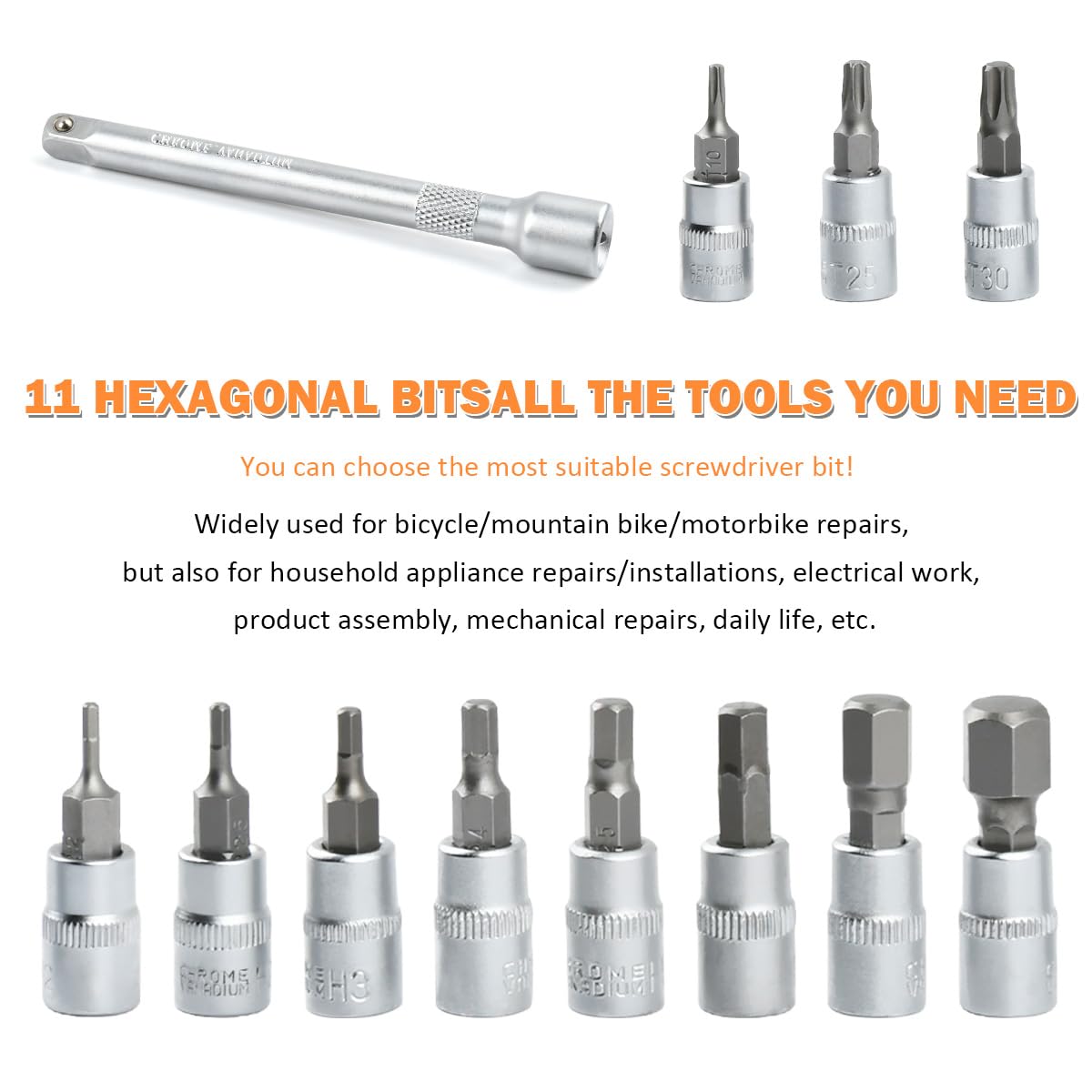 OctBird Coffret Clé Dynamométrique 1/4 13Pcs Clé Dynamométrique Moto Vélo 1-25 Nm Torque Wrench Adjustable Torque Screwdriver Set avec Extension, Coffret, Douilles Magnétique pour Vélo Moto