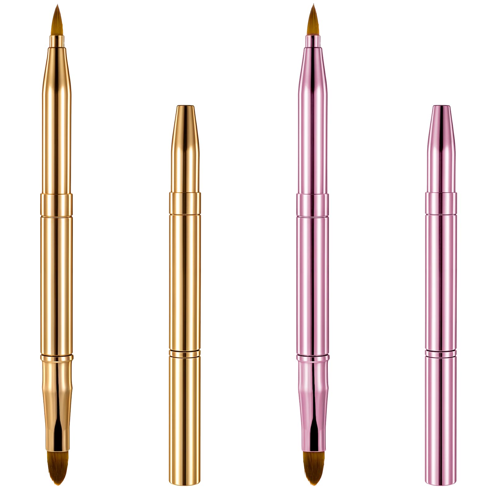 2 Pack Lip Brush for Lipstick, Double-Ended Lip Makeup Brush, Retractable Lipstick Brush with Cap, Retractable Lip Brush for Lipstick Lip Gloss