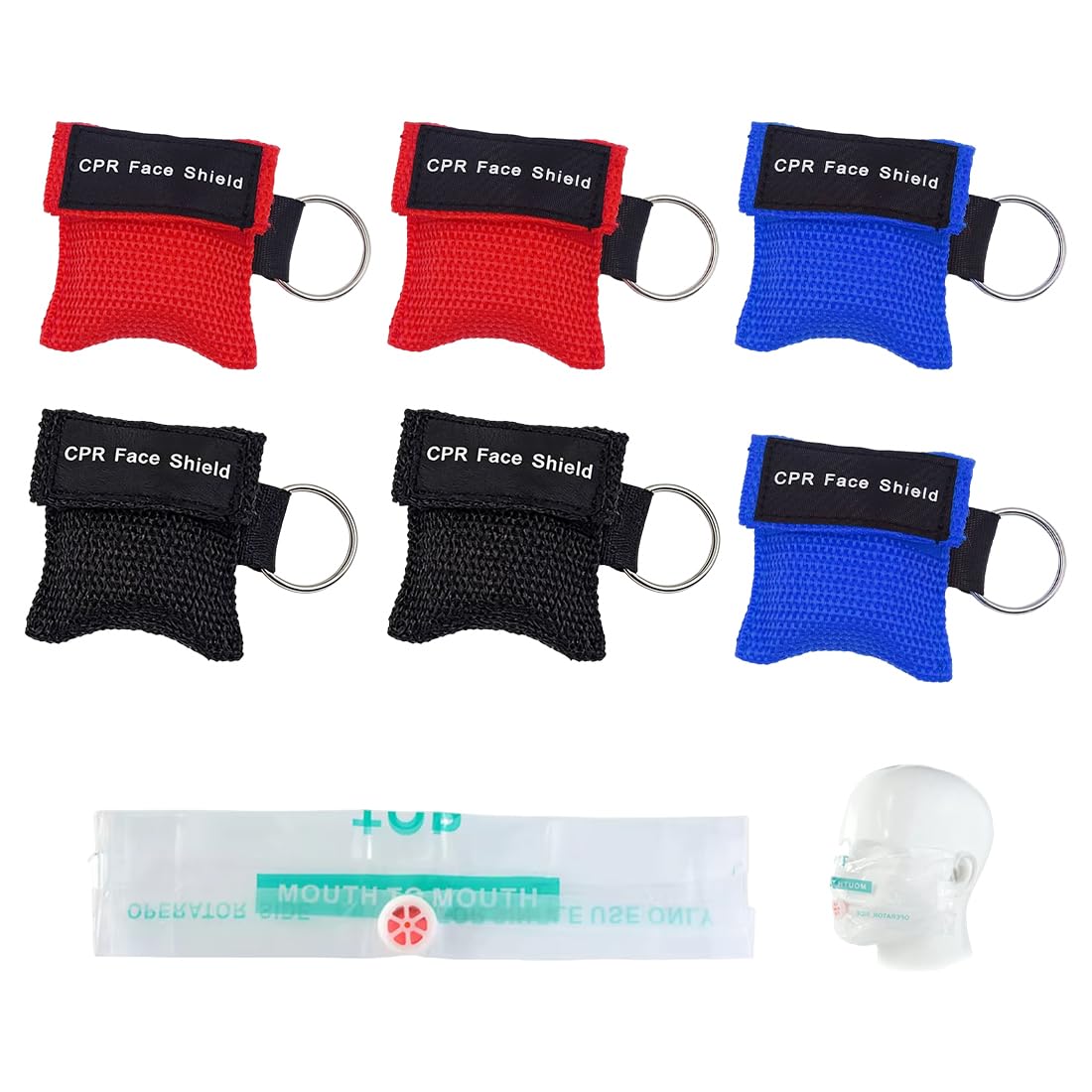 Pocket Mask 6 Pezzi 5X5,5Cm Rosso Blu Nero Primo Soccorso Respirazione Bocca A Bocca