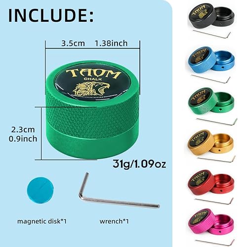 Miniatura 2 de YEUEK TAOM - Soporte para tiza de piscina, herramienta práctica redonda, accesorios de billar, mini estuche magnético para tizas, contenedor de caja