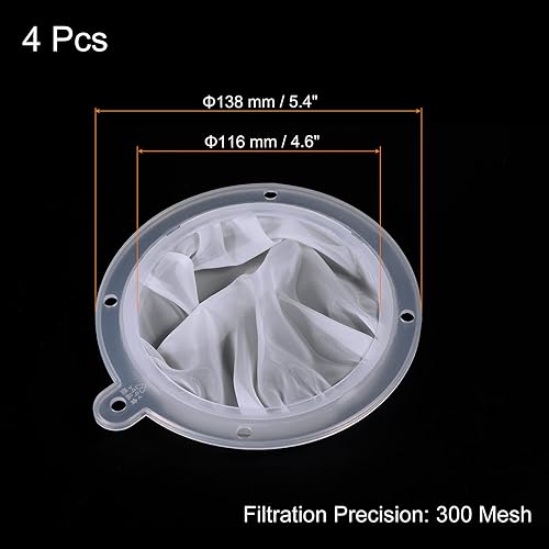 Miniatura 2 de PATIKIL Filtro de alimentos de 5.4 pulgadas de diámetro exterior, paquete de 4 filtros de malla de 300 filtros de malla fina para jugo, café,