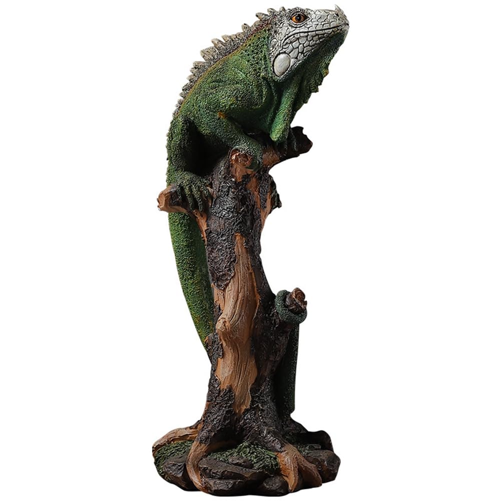 Statua di Animali Selvatici, Figura di Lucertola nel Resina, Ornamento da Giardino Esterno per Veranda con Prato nel Patio