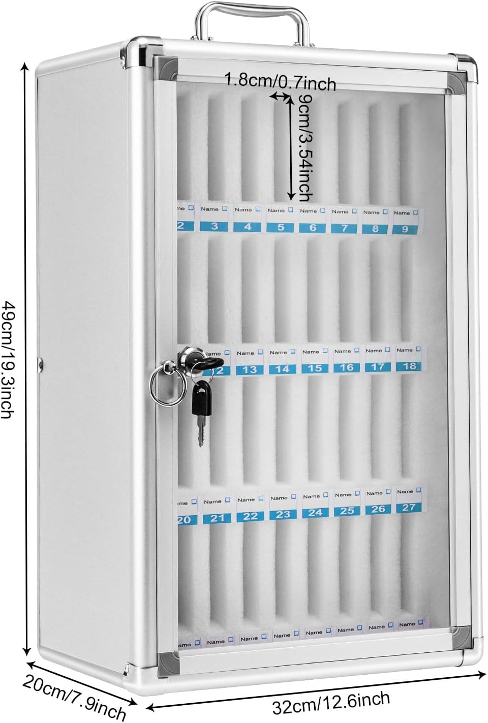 36 Phones Capacity Storage Cabinet,Clear Cell Phone Locker Box,Wall-Mounted Cell Phones Storage Cabinet Pocket with Lock for Office Classroom