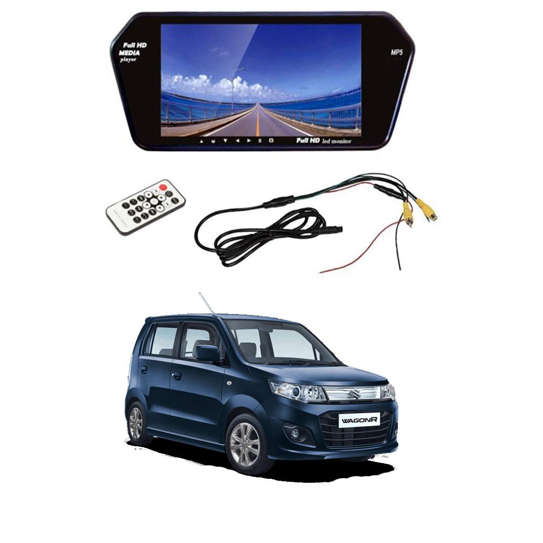 AYW Car 7 inch LED Screen Video Monitor with USB & Bluetooth for WagonR