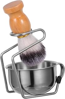 Men’s Beard Grooming Kit with Soft Bristle Shaving Brush Solid Wood Stand and Shaving Soap Bowl for Facial Hair Care