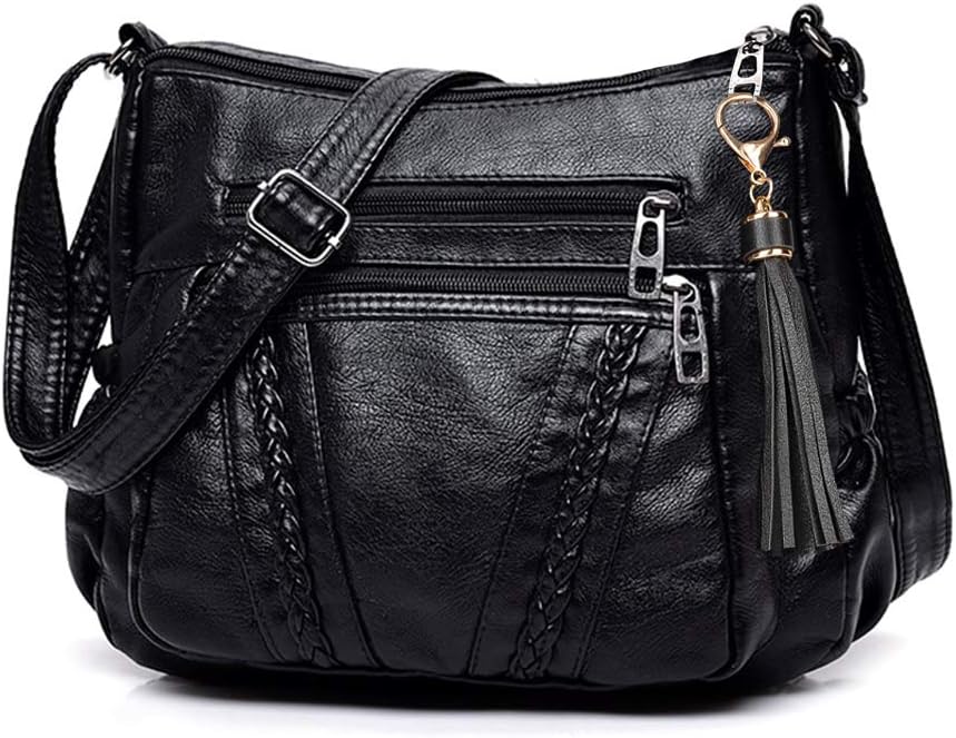 ELDA Crossbody Bags For Women Pocketbooks Soft PU Leather Purses and Handbags Multi Pocket Shoulder Bag