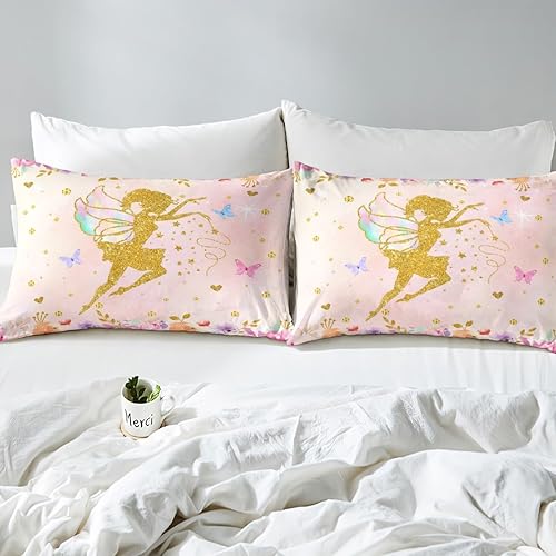 Miniatura 5 de Juego de ropa de cama de flores coloridas para niñas, funda de edredón mágica para adolescentes, funda de edredón de mariposa dorada para niños,
