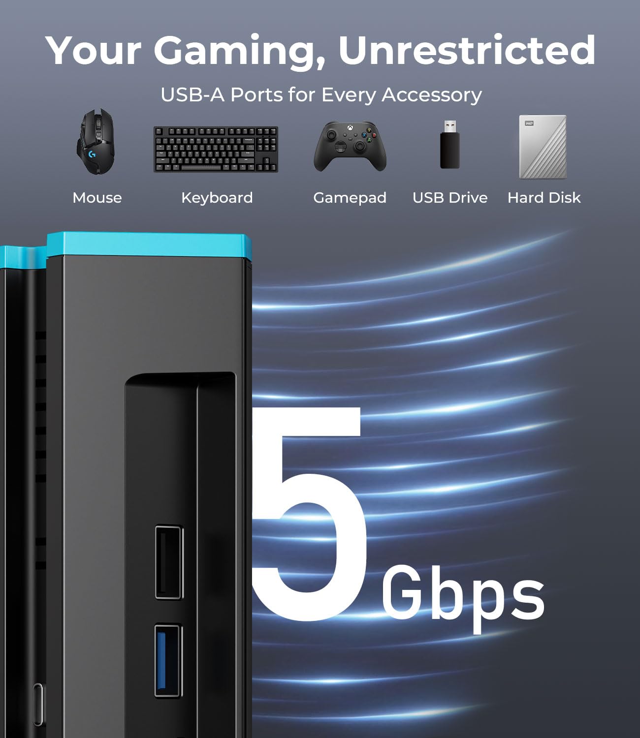 Antank Portatile Dock Compatibile con Nintendo Switch 2/1/OLED, Switch 2 TV Dock con 4K@60Hz Uscita HDMI/100W Carica Ingresso/USB3.0 Caricatore Base Support Switch 2 Ricambio Ufficiale
