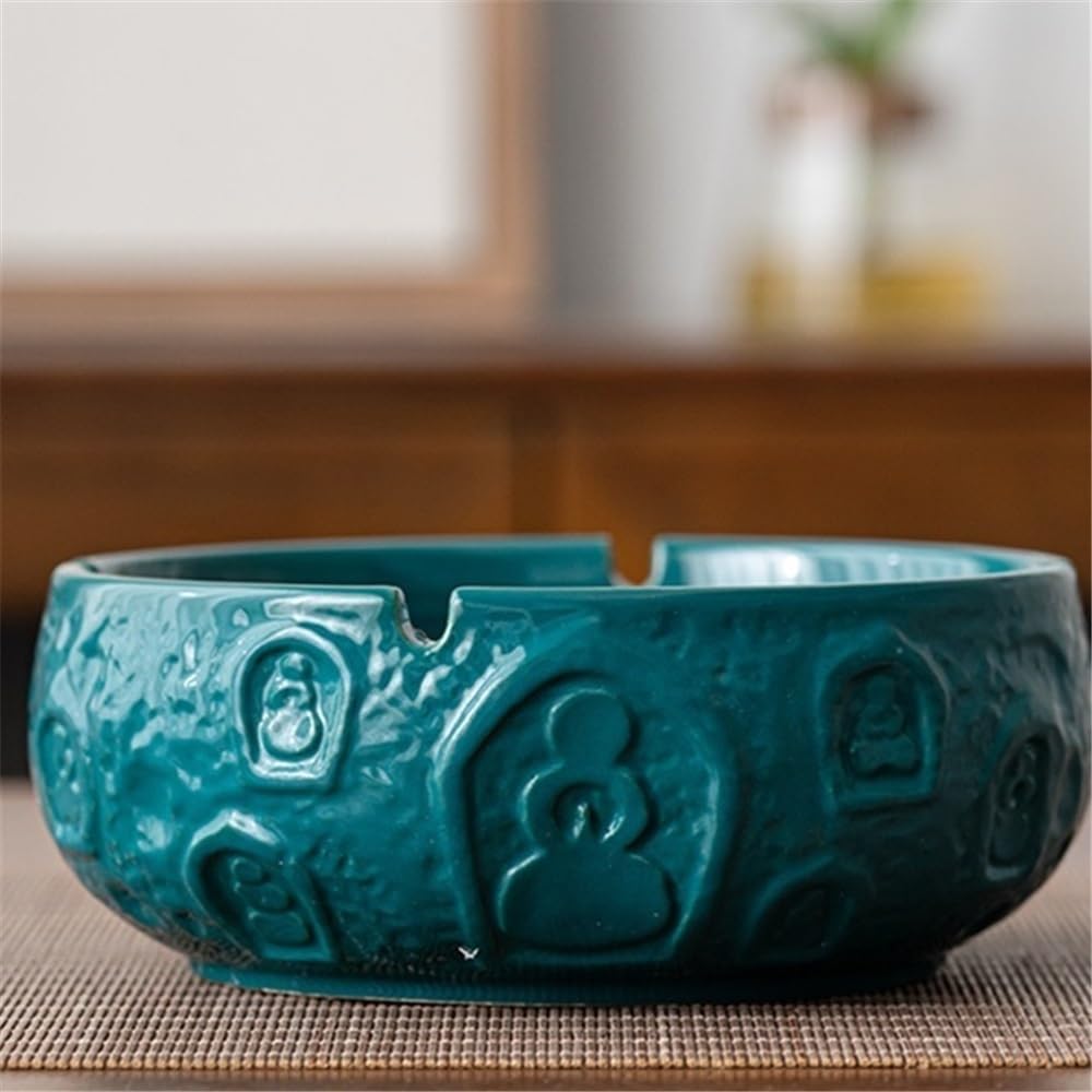 Popielniczki do papierosów Ceramiczna popielniczka z pokrywką do dekoracji biurka w domu(Czarny)