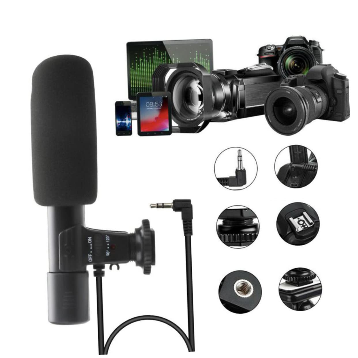 NUOBESTY Micrófono De Cámara Profesional para Entrevistas y Grabación DSLR Portátil Alta Sensibilidad Montaje Seguro y Amplio Rango De Captación y Creadores De Contenido Exteriores