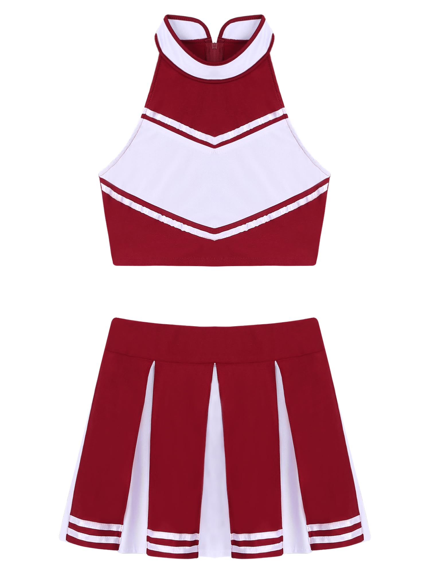 Sexy Mujer Cheer Cosplay Dance Outfit Stand Collar Top con Falda Plisada