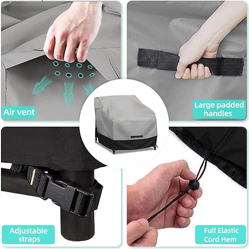 Miniatura 6 de Funda para silla de patio al aire libre 600D, funda impermeable para muebles universales para césped, terraza, jardín, patio, funda giratoria para