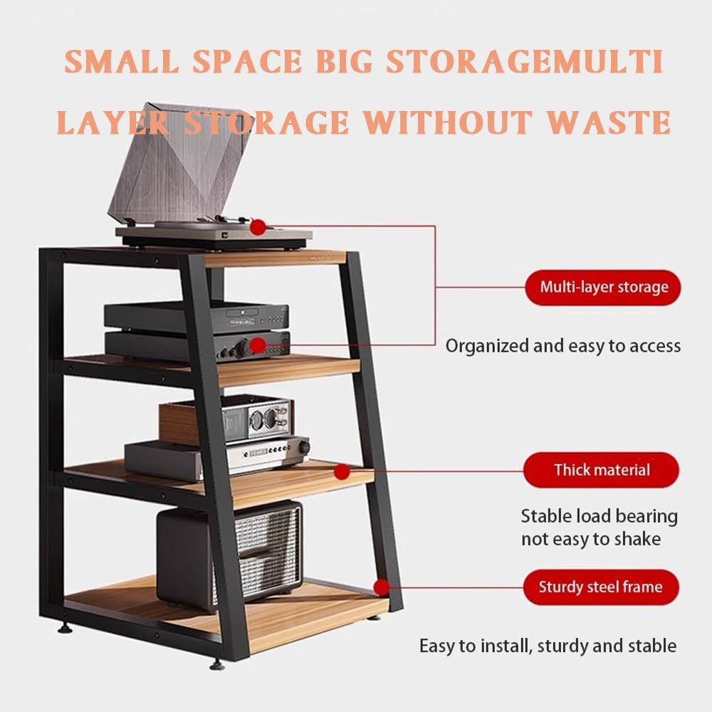 HiFi Rack A 2/3/4 Livelli, Supporto Multimediale AV, Rack Audio Per Amplificatore Di Alimentazione, Mobiletto Portaoggetti Per Mobile Porta CD(Black,2 Tier)