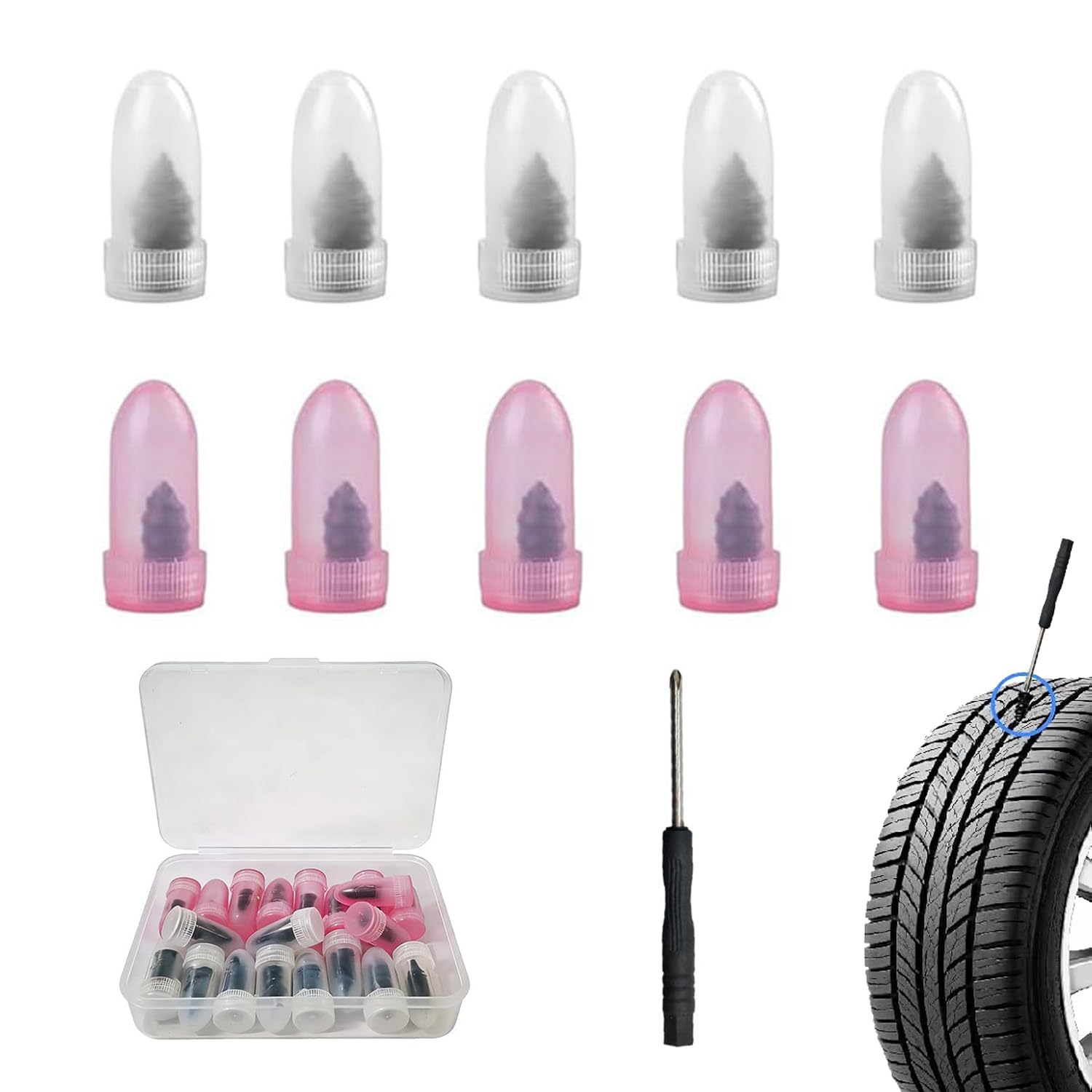 Tire Repair Nails Kit, Black 20Pcs