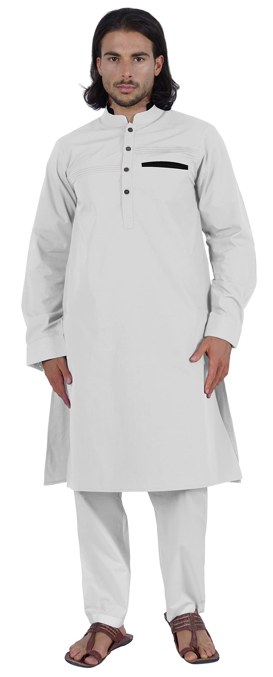Atasi Herren Henley Welt Tasche Lange Kurta Feste Indische Ethnische Kleidung Für Männer