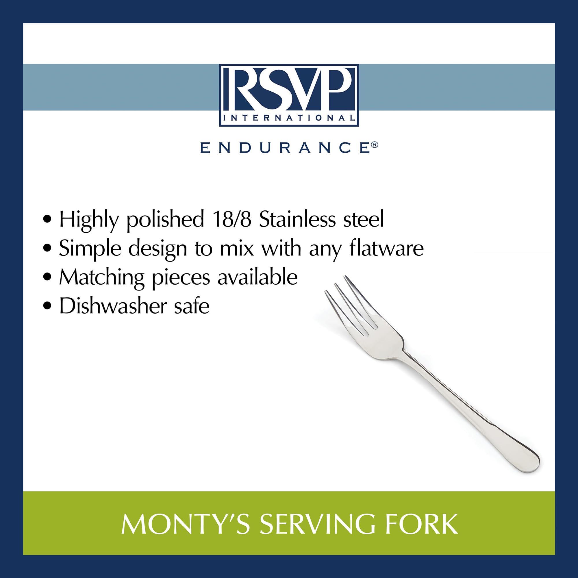 RSVP International Endurance Flatware Collection Stainless Steel, Dishwasher Safe, Serving Fork — Amazon image 9