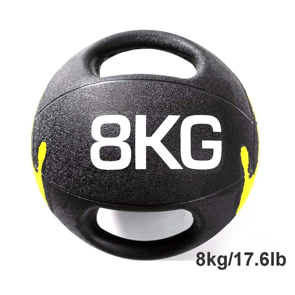 Pelota Medicinal Binaural Medicine Ball, Goma Bola De Gravedad, Hogar Hombres Y Mujeres De Fitness Pesas Y Fat Loss Aerobic, Mango Antideslizante, 3 Kg- 10 Kg Opcionales (Size : 8kg/17.6lb)