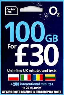 New O2 100GB Data Sim includes £30 top up, 100GB Data, Unlimited Calls & Unlimited Texts +250 international minutes to 42 countries…