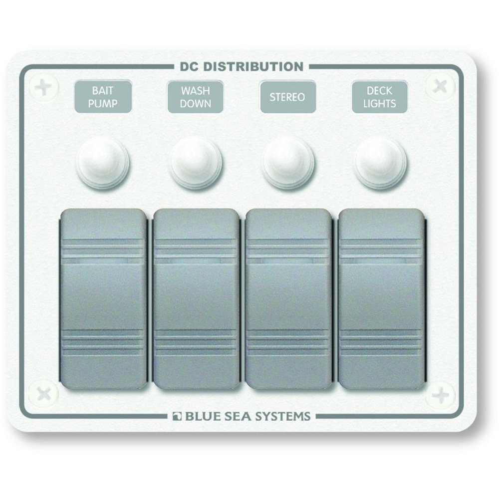 Blue Sea Systems 4352 Circuit Breaker Panel – 6 Position, 12V DC, Below Deck Marine Panel With LED Indicators