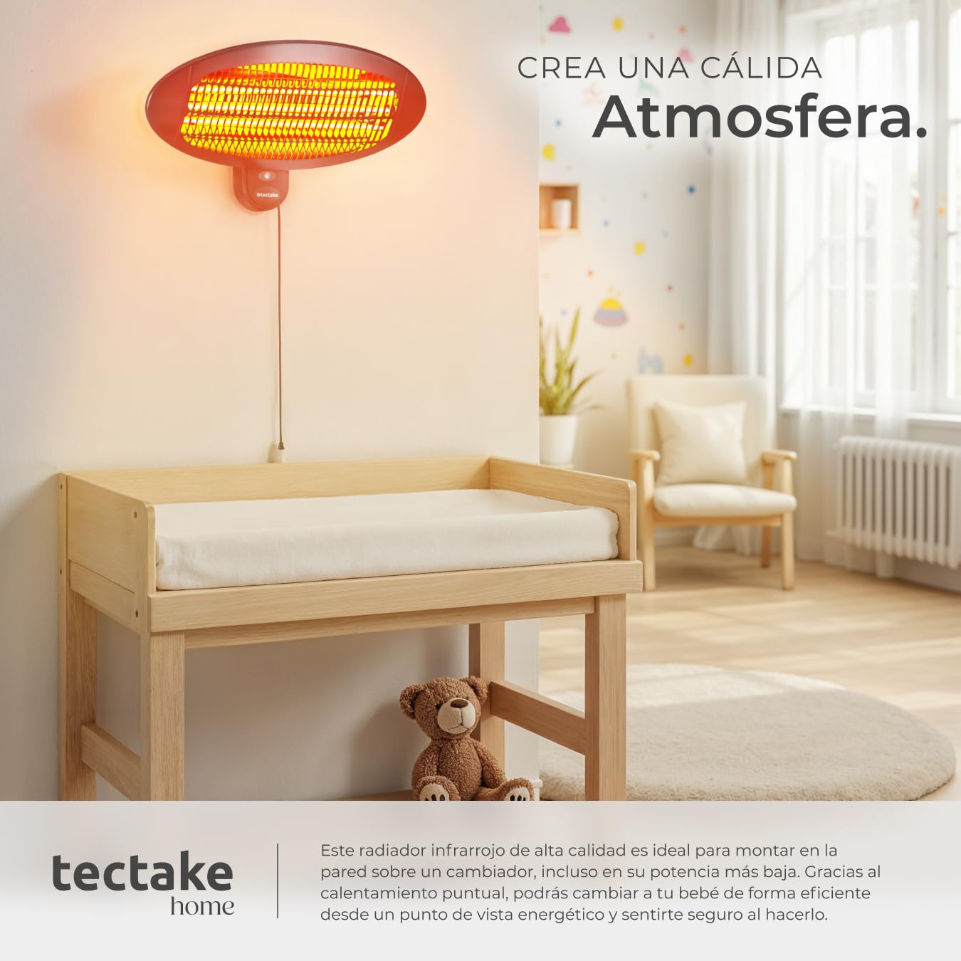 tectake® Calefactor por Infrarrojos, 3 Niveles de Potencia, Ajustable en Altura, Protección Antivuelco, Estufa Exterior, Bajo Consumo, Calefactor Electrico Terraza Exterior - Negro