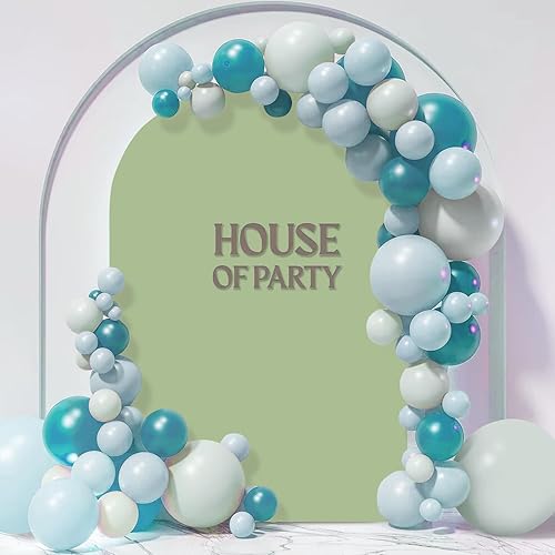 Miniatura 6 de Cubierta de arco de boda de 2.6 x 6 pies, color verde salvia, cubierta de arco de elastano, tela para decoración de fiesta de globos de cumpleaños,