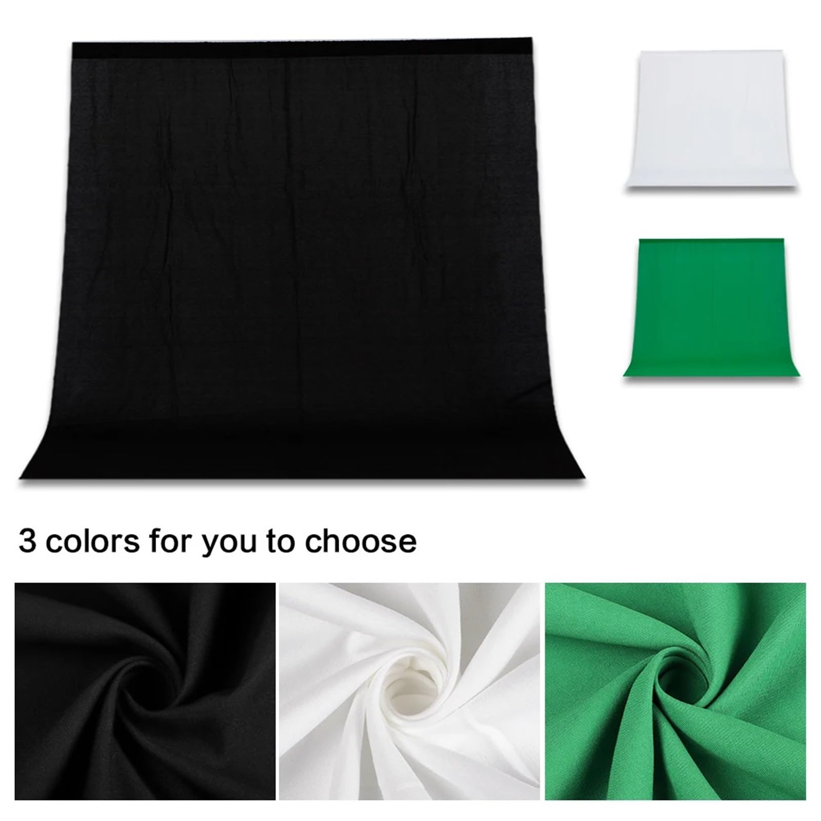 Fondo Verde Fondo de Tela Negro Blanco Verde Color algodón Textil Muselina Foto Fondos Estudio fotografía Pantalla(White,1600x3000mm)