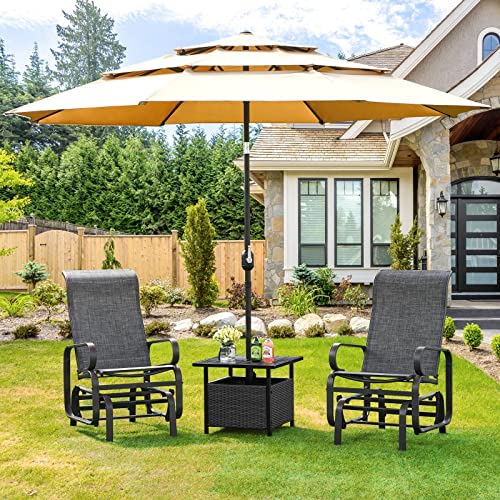 Yaheetech Outdoor Patio Glider, Rocking Lounge Chair With Texteline Fabric And Steel Construction For Porch Patio Balcony Set Of 2 #TOP1