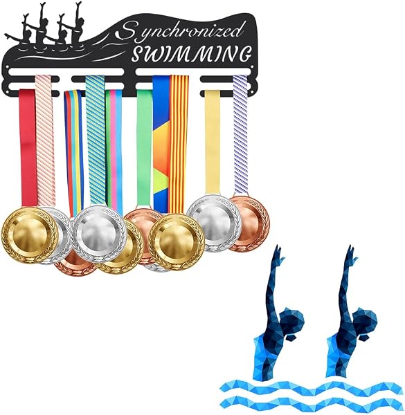 SUPERDANT Porte-Médaille de Natation Synchronisée Présentoir de Médailles de Fer de Natation Crochet de Médaille Crochets Muraux en Fer Noir pour Porte-Médaille - 2