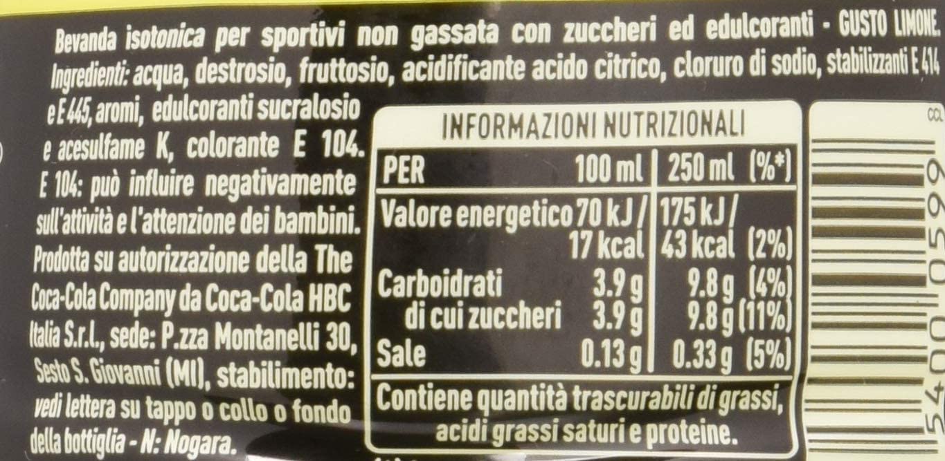 Bevanda energetica Limone Bebida deportiva limón 24 x 50cl | Isotonico, refrescante después del entrenamiento, pratico per palestra, viaggio e scorta frigo, peso neto total 12 l