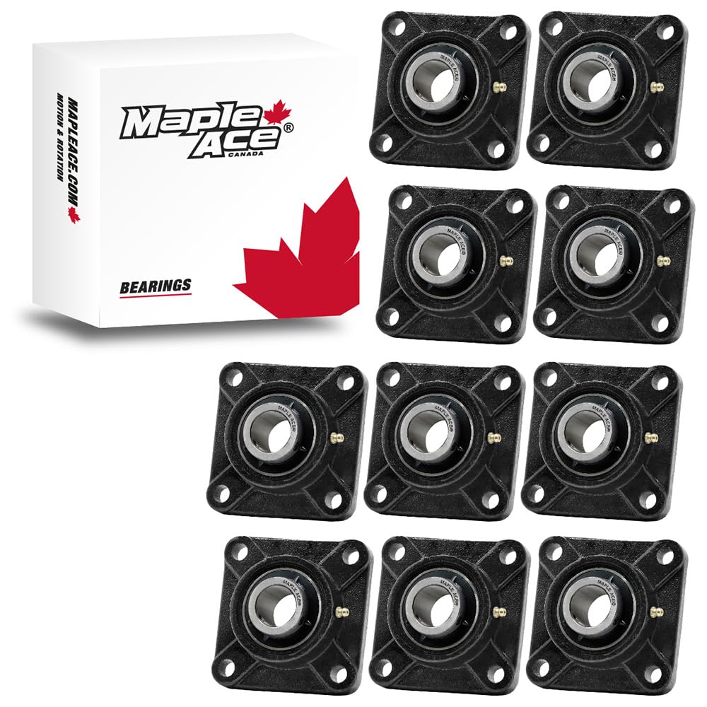 MAPLE ACE UCF204-12 Square Flange Bearing 3/4" Bore, 4-Bolt Self-Aligning, Solid Base, Heavy Duty (Qty 10)